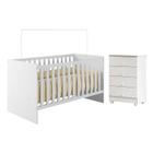 Quarto de Bebê com Berço com Suporte 100% Mdf Life e Cômoda de Bebê 100% Mdf 4 Gavetas Soft Life Branco - Tigus Baby