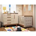 Quarto de Bebê com Cômoda 1 Porta 4 Gavetas e Berço com Capitonê Retrô Jolie