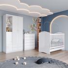 Quarto de Bebê com Guarda-Roupa 3 Portas Cômoda e Berço Faz de Conta Espresso Móveis