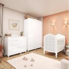 Quarto de Bebê com Guarda-roupa Cômoda e Berço com Capitonê 100% Mdf Maya Clássico Espresso Móveis