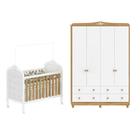 Quarto de Bebê com Guarda-roupa e Berço com Capitonê 100% Mdf Maya Clássico Espresso Móveis