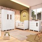 Quarto de Bebê com Guarda-Roupas 4 Portas Janeladas Cômoda e Berço 100% MDF Lana Espresso Móveis