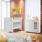 Quarto de Bebê Cômoda 4 Gavetas com Porta Ariel Berço Mini Cama Mirelle Branco Brilho Carolina Baby