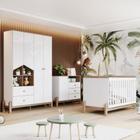 Quarto de Bebê Completo Berço 2 em 1 Guarda Roupa 4 portas e Cômoda Ternura Henn