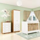Quarto de Bebê Completo com Berço Minicama Ben Guarda Roupa Smim New e Cômoda Junior New MDF Móveis Peroba