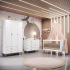 Quarto de Bebê Completo com Colchão Berço 3 em 1 Retro Guarda Roupa 3 Portas Cômoda com Porta Fraldario Infantil Branco Carolina Baby
