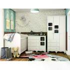 Quarto de Bebê Completo com Cômoda Guarda Roupa com Janela e Berço 100% MDF Uli Móveis Peroba Branco Brilho