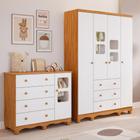 Quarto de Bebê Completo com Guarda Roupa Uli 4 Portas Cômoda Uli 4 Gavetas - Faura