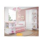 Quarto De Bebê Completo Doce Sonho Qmovi 2 Peças Berço Com Cantoneira E Roupeiro Branco Rosa