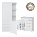 Quarto de Bebê Completo Doce Sonho Qmovi Branco com Colchão Gazin