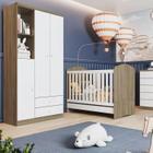 Quarto de Bebê Completo Guarda Roupa 3 Portas 2 Gavetas com Berço 3 em 1 Abracadabra Espresso Móveis
