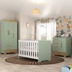 Quarto de Bebê Completo Guarda Roupa 3 Portas 2 Gavetas com Cômoda e Berço Lily Espresso Móveis