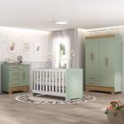 Quarto de Bebê Completo Guarda Roupa 4 Portas 2 Gavetas com Cômoda e Berço Lily Espresso Móveis
