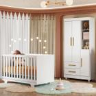 Quarto de Bebê Completo Lara 100% Mdf 3 Portas 2 Gavetas Branco 5354 - Tigus Baby