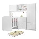 Quarto de Bebe Conjugado Sophia Com Berço, Cômoda e Colchão Branco Peternella