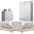 Quarto De Bebe Gêmeos Guarda Roupa Comoda Em Mdf - 2 Berços Slim - Phoenix Baby