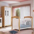 Quarto de Bebê Guarda-roupa 3 Portas com Janelas e Berço Minicama 100% Mdf Aurora Espresso Móveis