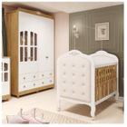 Quarto de Bebê Guarda-roupa com Janelas e Berço com Capitonê Maya Clássico 100% Mdf Espresso Móveis
