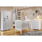 Quarto De Bebê Life material sintético Com Branco Com Berço Mini Cama Allegra Cômoda Soft E Guarda Roupa 3 Portas Tigus Baby