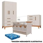 Quarto de Bebê Pega Pega e Berço Americano Antonella Off White Caramelo com Colchão - Canaã - Canaa Baby