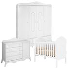 Quarto de Bebê Realeza 4 Portas Cômoda 1 Porta Branco Acetinado Canaã - Canaa Baby