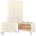 Quarto de Bebê Retro Gold 3 Portas Off White Freijó Eco Wood Matic