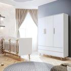 Quarto de Bebê Retrô Lorena Berço 3 em 1 Ludmila Guarda Roupa Infantil Branco Bétula Carolina Baby