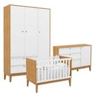 Quarto de Bebe Unique 3 Portas com Cômoda Sapateira Freijó Branco Eco Wood - Matic