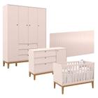 Quarto de Bebê Unique 4 Portas com Cômoda Sapateira e Painel Farm Rose Eco Wood - Matic