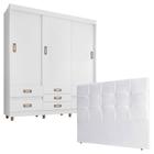 Quarto de Casal Guarda Roupa 37020 com Cabeceira Luiza 140 cm Branco Araplac