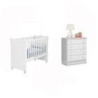 Quarto de Infantil Cômoda e Berço Doce Sonho 3 Branco - Qmovi