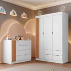 Quarto Infantil Ayla Guarda Roupa Comoda 1 Porta 4 Gavetas Branco - Phoenix Bay