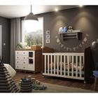 Quarto infantil Berço, Cômoda Uli e Prateleira com Suporte Móveis Peroba Branco/Carvalho - MOVEIS PEROBA