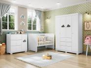 Quarto Infantil Berço doce Sonho com Cômoda e Guarda Roupa Infantil Ane Cor Branco - Phoenix