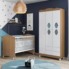 Quarto Infantil Berço Mini Cama e Guarda Roupa Lolly 3 Portas Branco / Almendra - Móveis Estrela