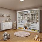 Quarto Infantil Closet Premium Amara 242cm e Cômoda 129,5cm 1 Porta 4 Gavetas Minastex