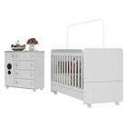 Quarto Infantil com Berço e Cômoda Multimóveis Pimpolho FG3569 Branco