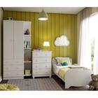 Quarto Infantil com Guarda Roupa com Prateleira Cômoda e Mini Cama 100% MDF Pega-Pega