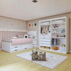 Quarto Infantil Completo Closet Caribe e Cama Alice 5 Gavetas Branco