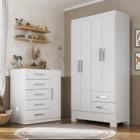 Quarto Infantil Completo Guarda Roupa 4 Portas 2 Gavetas com Cômoda Amy Espresso Móveis