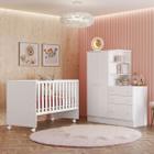 Quarto Infantil Completo Lua 2 Portas 3 Gavetas Branco - Pnr Móveis