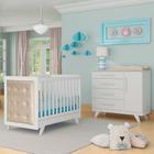 Quarto Infantil Decorado Peroba Berço Retrô e Cômoda 1 Porta Lisa Retrô Branco