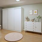 Quarto Infantil Guarda-Roupa 3 Portas de Correr Thalia com 1 Porta 4 Gavetas Aurora Branco - Minastex