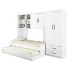 Quarto Infantil Juvenil Gold Cama + Guarda Roupa Roupeiro + Armário Aéreo Branco