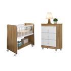 Quarto Infantil Mini Berço Rubi, Cômoda Ternura 3 Gavetas Nature/Branco - FbABY