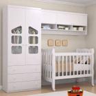 Quarto Infantil Roupeiro Com 2 Portas com Berço Lila Branco Brilho - Phoenix Baby