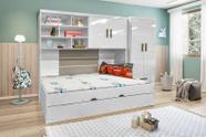 Quarto juvenil Chiara 4 Peças - Roupeiro 2 portas, Módulo Aéreo e Cama com Auxiliar - Phoenix Baby