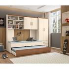 Quarto Juvenil Chiara Completo com Cama de Solteiro, Cama Auxiliar - Off White/Amadeirado - Phoenix - Tenda House