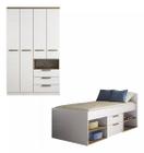 Quarto Juvenil com Guarda Roupa 4.3 mais Cama New Conect 2 Gavetas