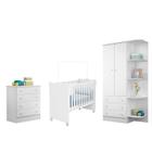 Quarto Meu Soninho Berço, Cômoda e Guarda Roupa Bco - Qmovi